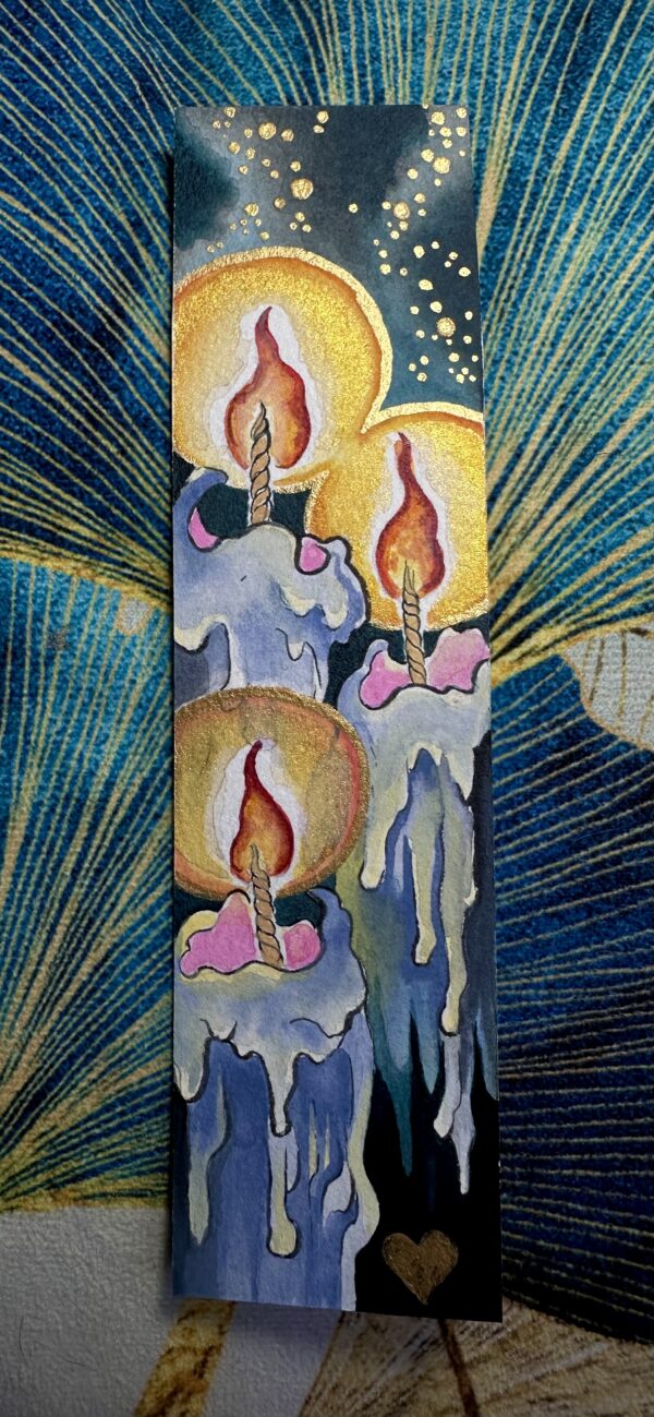 SOLD!! Hand Painted Bookmarker, Candle Light