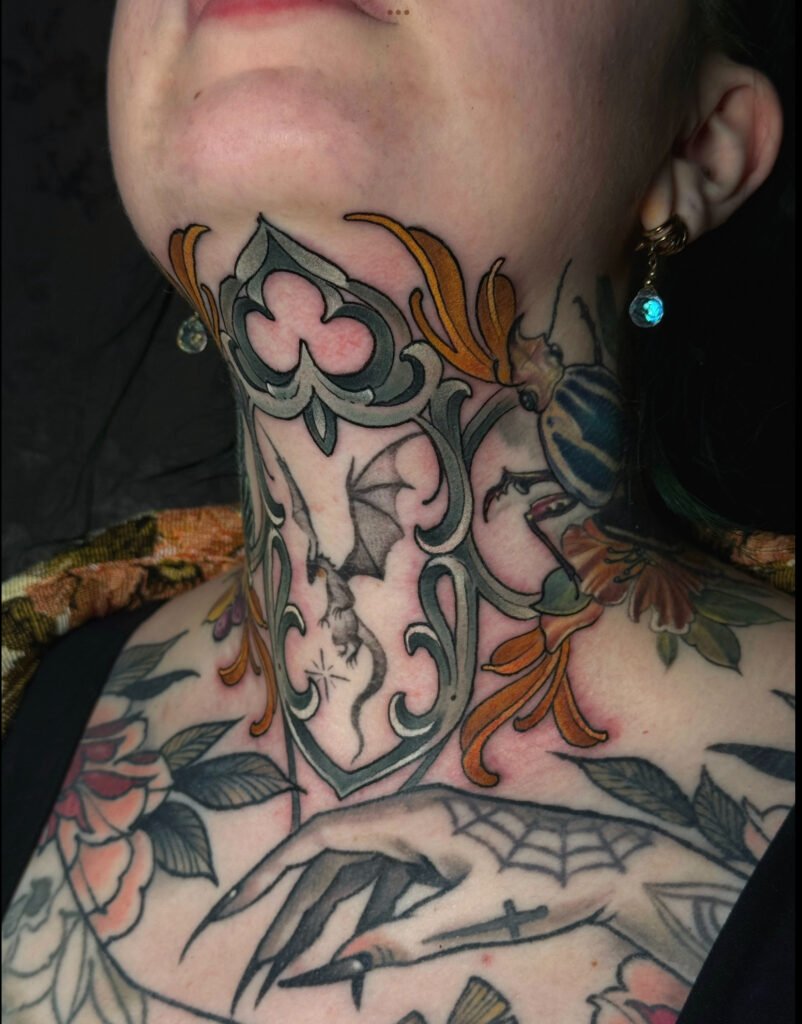 Gothic throat tattoo, Colorado tattoo artist, evergreen Colorado 
